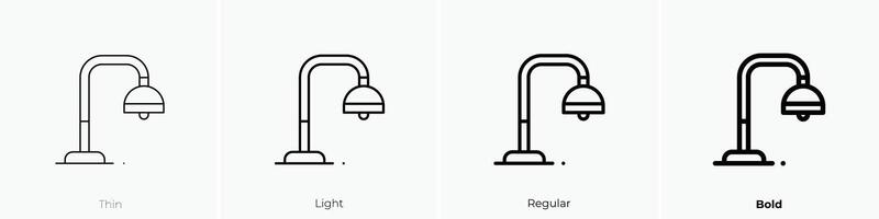floor lamp icon. Thin, Light, Regular And Bold style design isolated on white background vector
