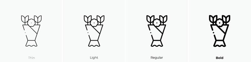 flower bouquet icon. Thin, Light, Regular And Bold style design isolated on white background vector