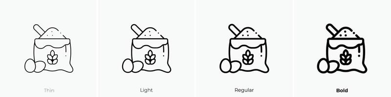 flour icon. Thin, Light, Regular And Bold style design isolated on white background vector