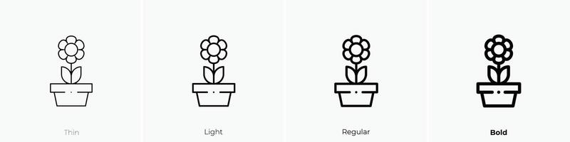 flower pot icon. Thin, Light, Regular And Bold style design isolated on white background vector