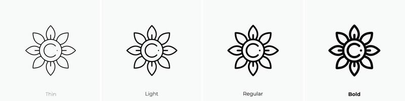 flower icon. Thin, Light, Regular And Bold style design isolated on white background vector