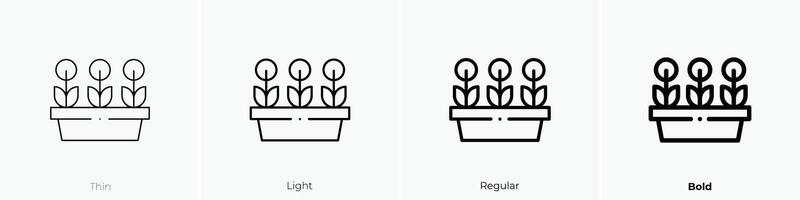 flower pot icon. Thin, Light, Regular And Bold style design isolated on white background vector