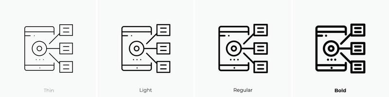 focus icon. Thin, Light, Regular And Bold style design isolated on white background vector