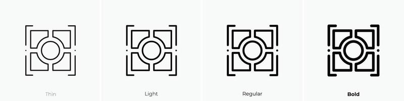 focus icon. Thin, Light, Regular And Bold style design isolated on white background vector