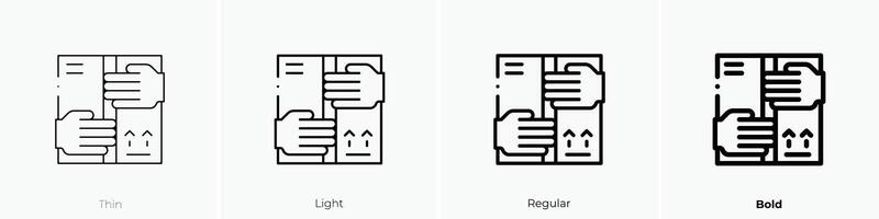 fold icon. Thin, Light, Regular And Bold style design isolated on white background vector