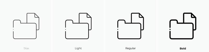 folder icon. Thin, Light, Regular And Bold style design isolated on white background vector