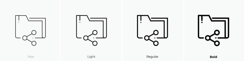 folder icon. Thin, Light, Regular And Bold style design isolated on white background vector