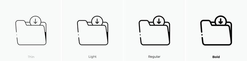 folder icon. Thin, Light, Regular And Bold style design isolated on white background vector