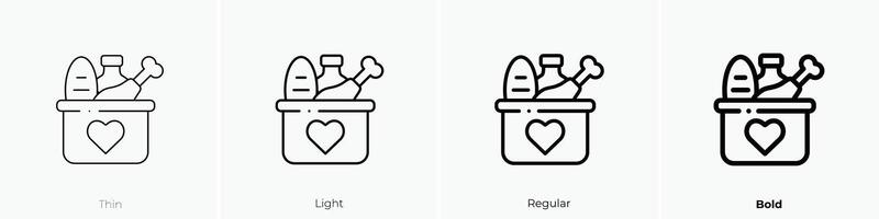 food donation icon. Thin, Light, Regular And Bold style design isolated on white background vector