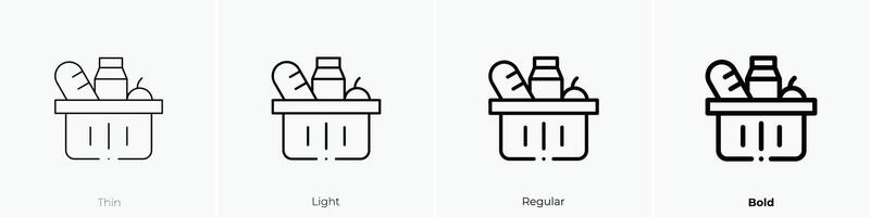 food basket icon. Thin, Light, Regular And Bold style design isolated on white background vector