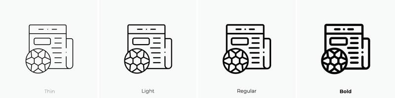 football icon. Thin, Light, Regular And Bold style design isolated on white background vector