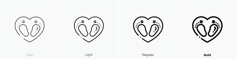 footprints icon. Thin, Light, Regular And Bold style design isolated on white background vector