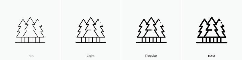 forest icon. Thin, Light, Regular And Bold style design isolated on white background vector