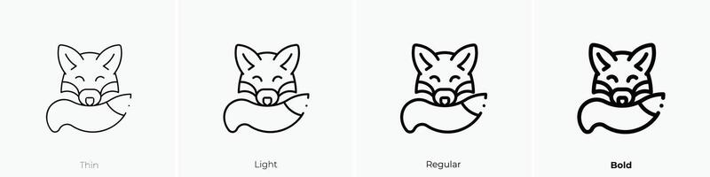 fox icon. Thin, Light, Regular And Bold style design isolated on white background vector