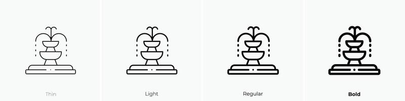 fountain icon. Thin, Light, Regular And Bold style design isolated on white background vector