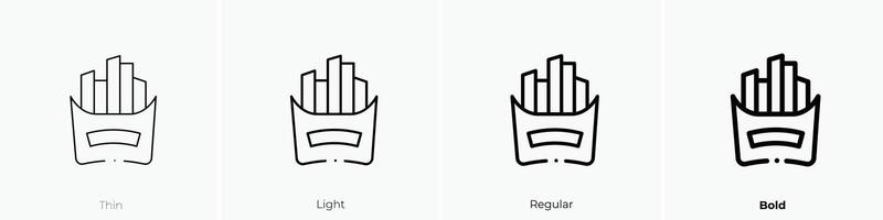 french fries icon. Thin, Light, Regular And Bold style design isolated on white background vector