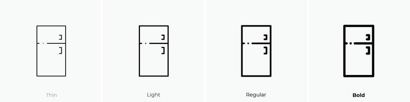 fridge icon. Thin, Light, Regular And Bold style design isolated on white background vector