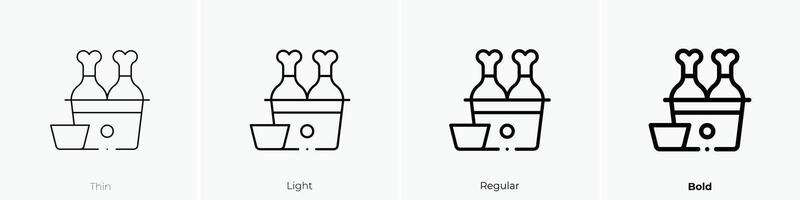 fried chicken icon. Thin, Light, Regular And Bold style design isolated on white background vector