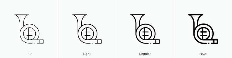 french horn icon. Thin, Light, Regular And Bold style design isolated on white background vector