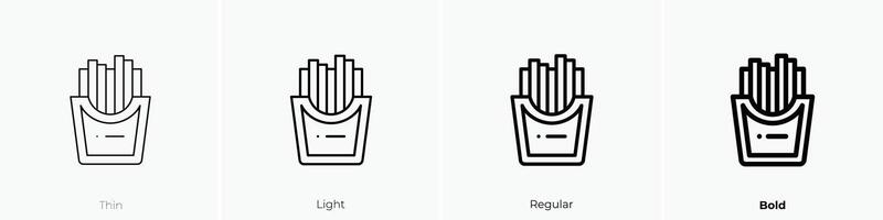 fries icon. Thin, Light, Regular And Bold style design isolated on white background vector