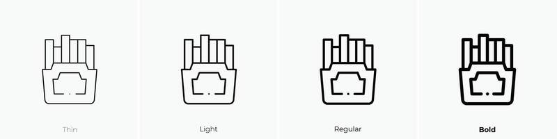 fries icon. Thin, Light, Regular And Bold style design isolated on white background vector