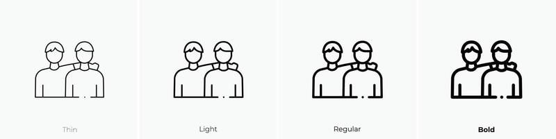friend icon. Thin, Light, Regular And Bold style design isolated on white background vector