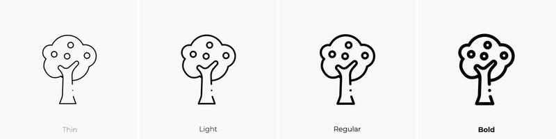 fruit tree icon. Thin, Light, Regular And Bold style design isolated on white background vector