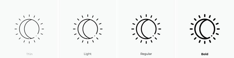 full solar eclipse icon. Thin, Light, Regular And Bold style design isolated on white background vector