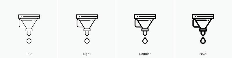 funnel icon. Thin, Light, Regular And Bold style design isolated on white background vector