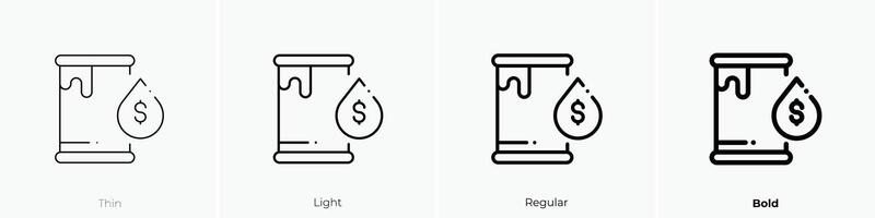 fuel icon. Thin, Light, Regular And Bold style design isolated on white background vector