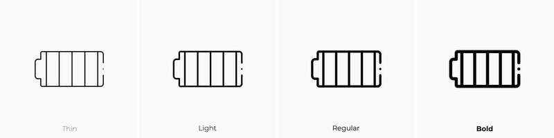full battery icon. Thin, Light, Regular And Bold style design isolated on white background vector