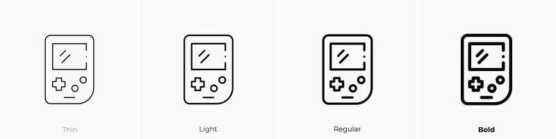 game boy icon. Thin, Light, Regular And Bold style design isolated on white background vector