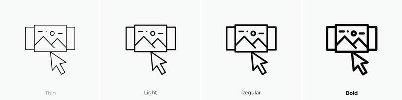 gallery icon. Thin, Light, Regular And Bold style design isolated on white background vector
