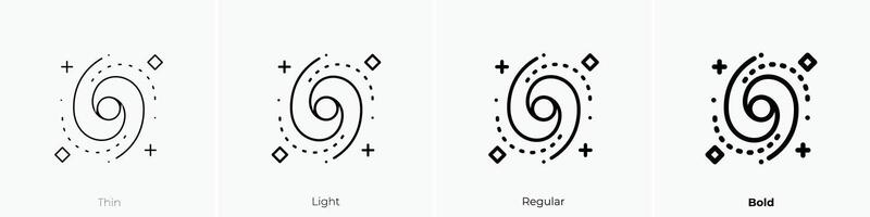 galaxy icon. Thin, Light, Regular And Bold style design isolated on white background vector
