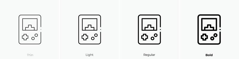 gameboy icon. Thin, Light, Regular And Bold style design isolated on white background vector