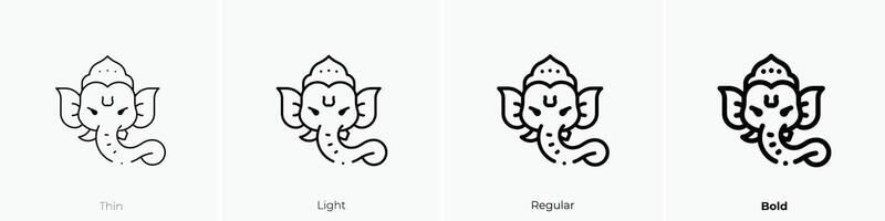 ganesha icon. Thin, Light, Regular And Bold style design isolated on white background vector