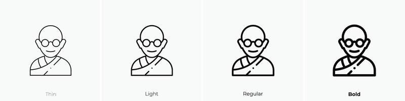 gandhi icon. Thin, Light, Regular And Bold style design isolated on white background vector
