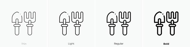 gardening tools icon. Thin, Light, Regular And Bold style design isolated on white background vector