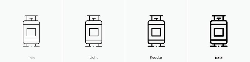 gas bottle icon. Thin, Light, Regular And Bold style design isolated on white background vector