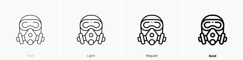 gas mask icon. Thin, Light, Regular And Bold style design isolated on white background vector