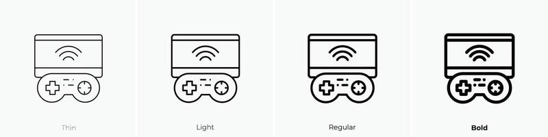 gamepad icon. Thin, Light, Regular And Bold style design isolated on white background vector