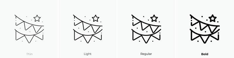 garland icon. Thin, Light, Regular And Bold style design isolated on white background vector