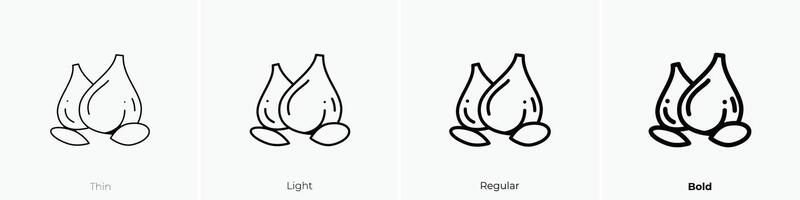 garlic icon. Thin, Light, Regular And Bold style design isolated on white background vector