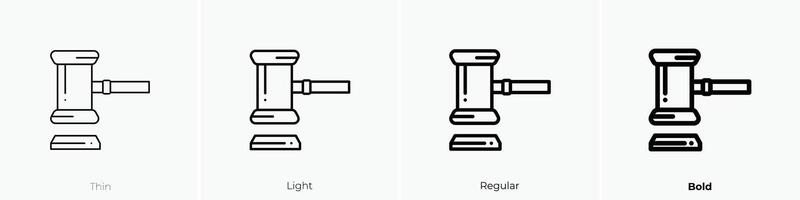 gavel icon. Thin, Light, Regular And Bold style design isolated on white background vector