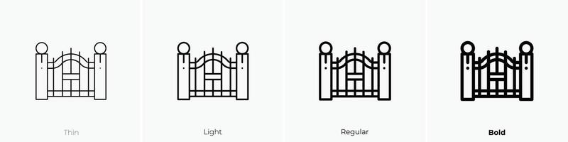 gate icon. Thin, Light, Regular And Bold style design isolated on white background vector