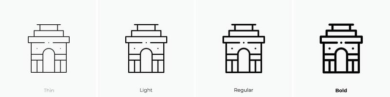 gate of india icon. Thin, Light, Regular And Bold style design isolated on white background vector