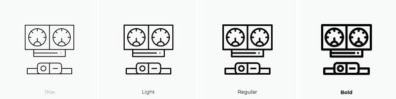 gauge icon. Thin, Light, Regular And Bold style design isolated on white background vector