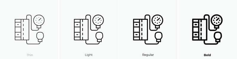 gauge icon. Thin, Light, Regular And Bold style design isolated on white background vector