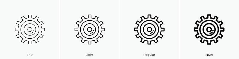 gear icon. Thin, Light, Regular And Bold style design isolated on white background vector