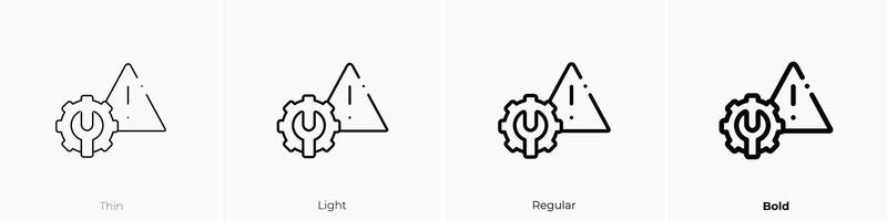 gear icon. Thin, Light, Regular And Bold style design isolated on white background vector